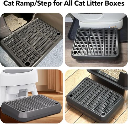 Cat Litter Box Mat Step/Ramp - Large 16"x11" Anti-Tracking Cat Litter Catcher Mat Double Layer Washable Kitty Trapping Tary Easy Clean, Also for Kitten & Elderly Cats Ramp in Saudi Arabia