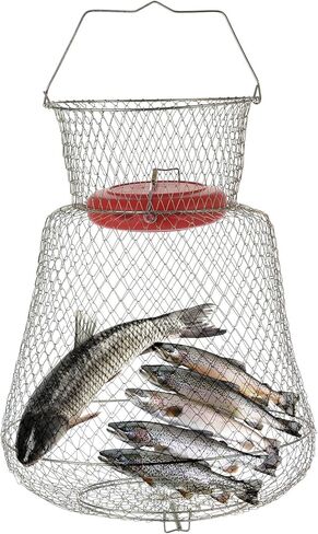Floatable Galvanized Steel Wire Fish Basket丨Collapsible and Portable Fishing Basket Cage, Robust and Easy to Use Fish Basket for Live Catch Outdoors in Saudi Arabia