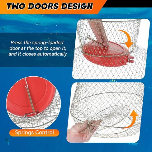 Floatable Galvanized Steel Wire Fish Basket丨Collapsible and Portable Fishing Basket Cage, Robust and Easy to Use Fish Basket for Live Catch Outdoors in Saudi Arabia