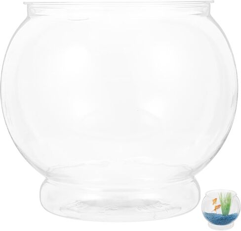 Alipis 1 Gallon Plastic Fish Bowl Clear Round Fish Tank Desktop Aquarium Unbreakable Fishbowl for Home Office Garden Decoration in Saudi Arabia