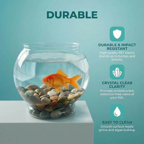 Alipis 1 Gallon Plastic Fish Bowl Clear Round Fish Tank Desktop Aquarium Unbreakable Fishbowl for Home Office Garden Decoration in Saudi Arabia