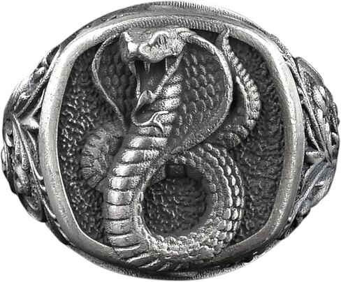 BySilverStone - Handmade King Cobra Signet Ring for Men in Sterling, Unique Snake Animals Pinky Ring for Men or Women, Animal Lover Gift Jewelry in Saudi Arabia