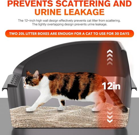2PACK Stainless Steel Cat Litter Box, 20" L x 13.8" W x12 H Metal Kitty Litter Box with Lid, Never Absorbs Odors, Leak-Proof, Non-Sticky, Easy to Clean, with Scoop in Kuwait