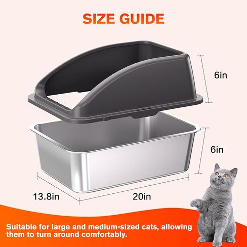 2PACK Stainless Steel Cat Litter Box, 20" L x 13.8" W x12 H Metal Kitty Litter Box with Lid, Never Absorbs Odors, Leak-Proof, Non-Sticky, Easy to Clean, with Scoop in Kuwait