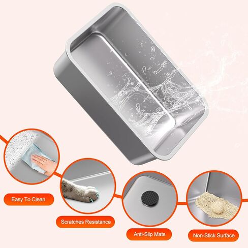 2PACK Stainless Steel Cat Litter Box, 20" L x 13.8" W x12 H Metal Kitty Litter Box with Lid, Never Absorbs Odors, Leak-Proof, Non-Sticky, Easy to Clean, with Scoop in Kuwait