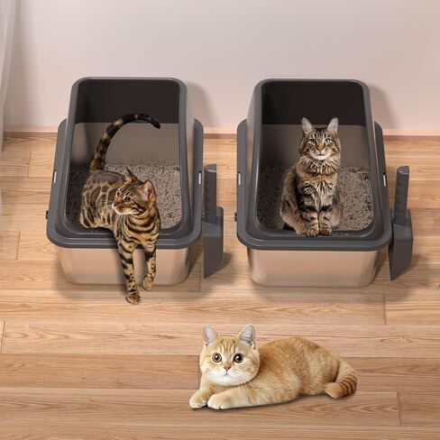 2PACK Stainless Steel Cat Litter Box, 20" L x 13.8" W x12 H Metal Kitty Litter Box with Lid, Never Absorbs Odors, Leak-Proof, Non-Sticky, Easy to Clean, with Scoop in Kuwait