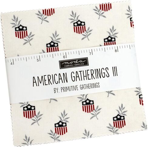 مجموعة سحر American Gatherings III من Primitive Gatherings، 42 مربعًا من القماش مسبق القطع مقاس 5 بوصات in Kuwait