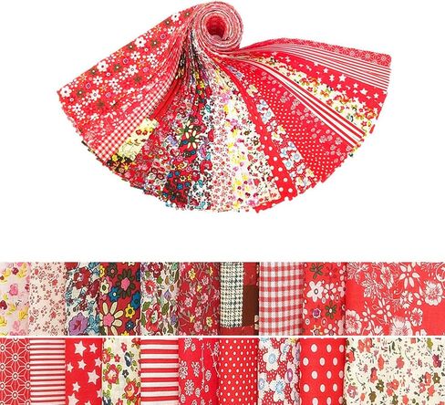 40 قطعة من شرائط نسيج جيلي رول لخياطة اللحف والحرفية والخياطة، حزم شرائط قطنية مقطوعة مسبقًا مقاس 2.65 × 20 بوصة، قماش جيلي رول زهور حمراء للبطانية والمفروشات وديكور المنزل في العطلات وصناعة المحفظة in Kuwait