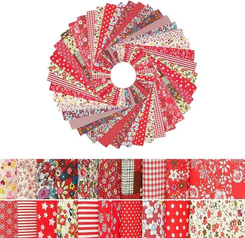 40 قطعة من شرائط نسيج جيلي رول لخياطة اللحف والحرفية والخياطة، حزم شرائط قطنية مقطوعة مسبقًا مقاس 2.65 × 20 بوصة، قماش جيلي رول زهور حمراء للبطانية والمفروشات وديكور المنزل في العطلات وصناعة المحفظة in Kuwait