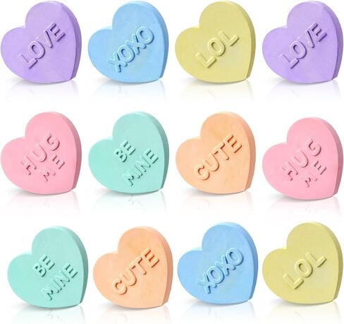 12 Pack Valentines Day Hearts Chalk for Kids Conversation Hearts Colorful Classroom Decor for Teacher Class School Nursery Chalkboard Office Wall DIY Crafts Activities Exchange Gifts Adults in Saudi Arabia