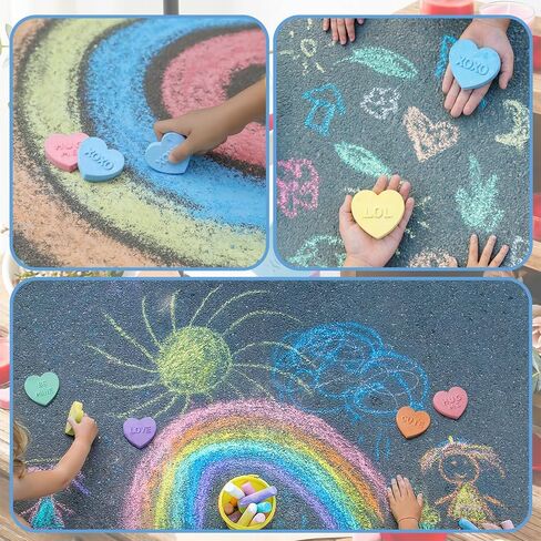 12 Pack Valentines Day Hearts Chalk for Kids Conversation Hearts Colorful Classroom Decor for Teacher Class School Nursery Chalkboard Office Wall DIY Crafts Activities Exchange Gifts Adults in Saudi Arabia