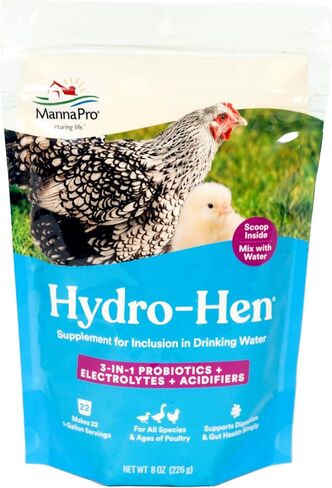 Manna Pro Hydro-Hen Poultry Electrolyte & Probiotic Supplement, Hydration Support for Chickens, Ducks, Turkeys & Waterfowl, 20 oz in Kuwait