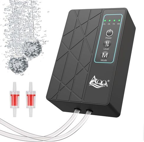 AQQA Aquarium Air Pump 30GPH, USB Rechargeable Battery Powered Fish Tank Air Pump, Adjustable Air Flow Silent Aerator Oxygen Pump for Outdoor Fishing Indoor Power Outages Up to 60 Gallons Tank 2W in Saudi Arabia