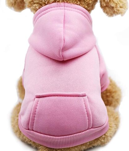 Winter Dog Hoodie Sweatshirts with Pockets and Hat Warm Dog Clothes for Small Dogs Coat Clothing Puppy Cat Custume (Medium Pink) in Saudi Arabia