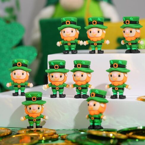 25 Pcs St. Patrick's Day Mini Leprechaun Figurines Bulk Small Leprechaun Figures to Hide and Seek Irish Miniature Toy for St. Patrick's Day Gift Tiered Tray Table Party Home Garden Decor in Kuwait