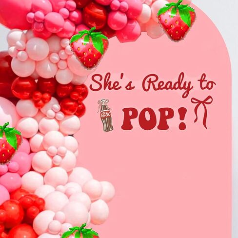 She's Ready to Pop Decal Sign for Balloon Arch - Soda Ready to Pop Decor for Baby Shower Party, Coke Themed Baby Shower Wall Decal, Gender Reveal Party Backdrop for Girl in Kuwait
