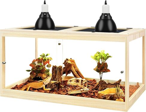 Prolee Reptile Tank, 81 Gallon Beard Dragon Tank, Tempered Glass Reptile Encloure and Snake Tank with Locking Design for Lizard,Gecko,Chameleon (48"X20"X20",Black) in Kuwait
