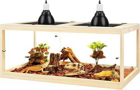 Prolee Reptile Tank, 81 Gallon Beard Dragon Tank, Tempered Glass Reptile Encloure and Snake Tank with Locking Design for Lizard,Gecko,Chameleon (48"X20"X20",Black) in Kuwait