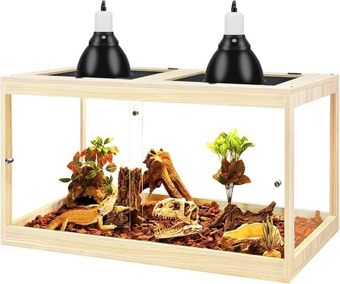 Prolee Reptile Tank, 81 Gallon Beard Dragon Tank, Tempered Glass Reptile Encloure and Snake Tank with Locking Design for Lizard,Gecko,Chameleon (48"X20"X20",Black) in Kuwait