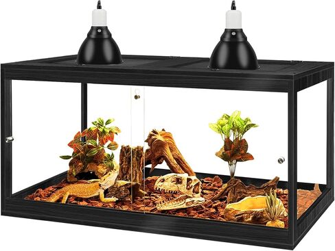 Prolee Reptile Tank, 81 Gallon Beard Dragon Tank, Tempered Glass Reptile Encloure and Snake Tank with Locking Design for Lizard,Gecko,Chameleon (48"X20"X20",Black) in Kuwait