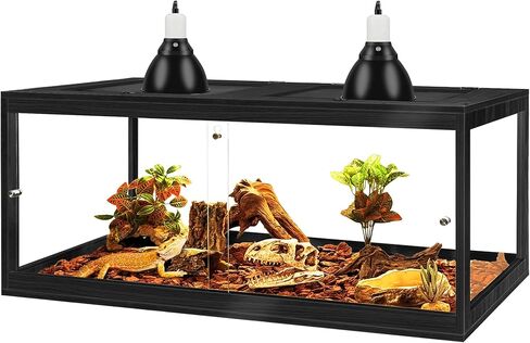 Prolee Reptile Tank, 81 Gallon Beard Dragon Tank, Tempered Glass Reptile Encloure and Snake Tank with Locking Design for Lizard,Gecko,Chameleon (48"X20"X20",Black) in Kuwait