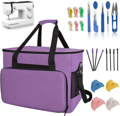 26 PCS Sewing Machine Case Set, Includes Portable Sewing Machine Bag, Suture Remover Kit, Threaders, Cleaning Brushes & Multifunctional Sewing Tool, Suitable for Standard-Sized Sewing Machines in Saudi Arabia