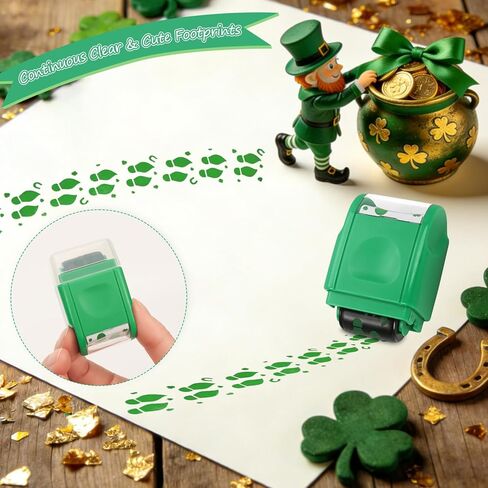 ختم آثار أقدام Leprechaun - ختم أقدام Leprechaun الخضراء المتدحرجة لديكورات عيد القديس باتريك، والحرف اليدوية اليدوية، وديكور الحفلات، وهدايا Leprechaun in Kuwait