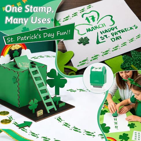 ختم آثار أقدام Leprechaun - ختم أقدام Leprechaun الخضراء المتدحرجة لديكورات عيد القديس باتريك، والحرف اليدوية اليدوية، وديكور الحفلات، وهدايا Leprechaun in Kuwait