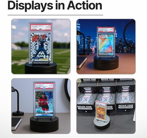 Rotating Sports Card Display Stand for Graded Slabs, One-Touches, Top Loaders – 360° Turntable - PSA, BGS, SGC, TCG – Adjustable Speed – Card Holder Gift for Collectors (Fits 1 Card) in Saudi Arabia