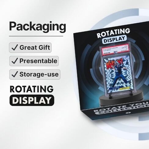 Rotating Sports Card Display Stand for Graded Slabs, One-Touches, Top Loaders – 360° Turntable - PSA, BGS, SGC, TCG – Adjustable Speed – Card Holder Gift for Collectors (Fits 1 Card) in Saudi Arabia