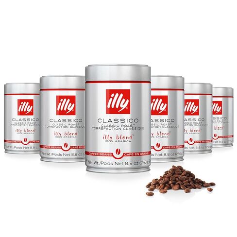 illy Whole Bean Coffee, Classico Medium Roast, 100% Arabica, Premium Italian Coffee, Ideal for Espresso, Drip, Moka and French Press Brewing, 8.8oz, 6 Pack in Saudi Arabia