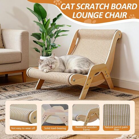 Extra Large Cat Scratching Lounge - Multi-Layer Solid Wood & Sisal, XXL Cat Scratcher and Bed for Large Cats, Furniture Protector with 110lb Capacity in Kuwait