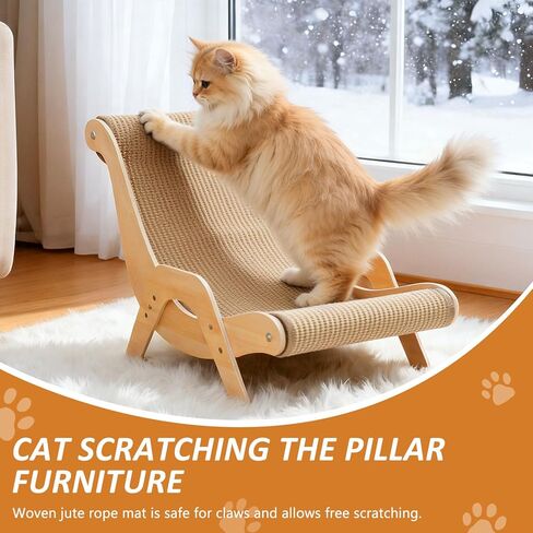 Extra Large Cat Scratching Lounge - Multi-Layer Solid Wood & Sisal, XXL Cat Scratcher and Bed for Large Cats, Furniture Protector with 110lb Capacity in Kuwait