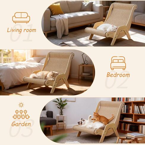 Extra Large Cat Scratching Lounge - Multi-Layer Solid Wood & Sisal, XXL Cat Scratcher and Bed for Large Cats, Furniture Protector with 110lb Capacity in Kuwait