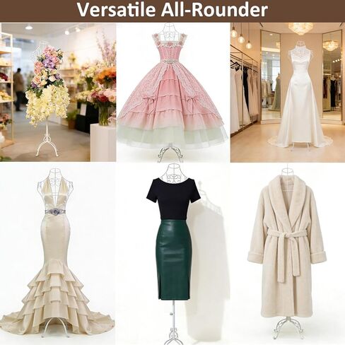 43.3"-62.2" Adjustable Female Wire Dress Form, Vintage Style Metal Steel Dress Form Maniquine with Stand, Mannequin Torso for Store Home Decor Display, Clothing Online Seller, Sewing Room (White) in Saudi Arabia