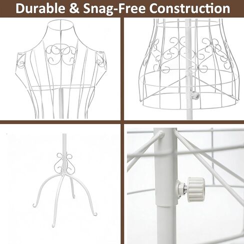 43.3"-62.2" Adjustable Female Wire Dress Form, Vintage Style Metal Steel Dress Form Maniquine with Stand, Mannequin Torso for Store Home Decor Display, Clothing Online Seller, Sewing Room (White) in Saudi Arabia