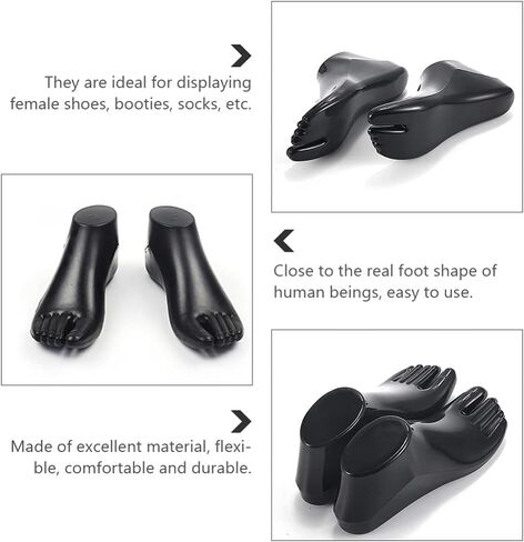 1 Pair Mannequin Foot Sock Display Ankle Bracelet Mold Shoes Support Foot Model for Jewelry Ankle Chain Shoes Socks, Black, 22X9CM in Saudi Arabia