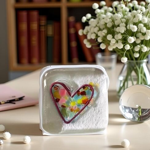 رمز جيب على شكل قلب من الزجاج المصقول أو الزجاج أو الراتنج من JJLFresheners، هدية تذكارية مصنوعة يدويًا للأصدقاء أو الأزواج أو العائلة in Kuwait