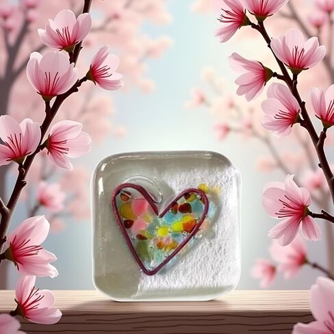 رمز جيب على شكل قلب من الزجاج المصقول أو الزجاج أو الراتنج من JJLFresheners، هدية تذكارية مصنوعة يدويًا للأصدقاء أو الأزواج أو العائلة in Kuwait
