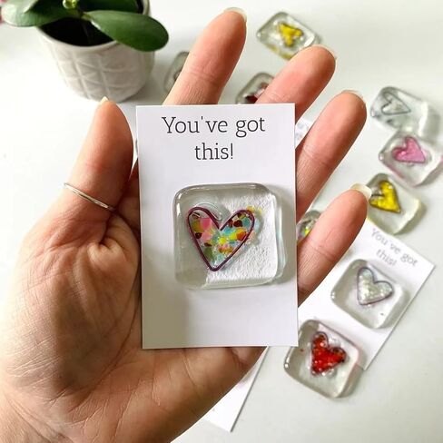 رمز جيب على شكل قلب من الزجاج المصقول أو الزجاج أو الراتنج من JJLFresheners، هدية تذكارية مصنوعة يدويًا للأصدقاء أو الأزواج أو العائلة in Kuwait