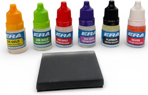 مجموعة اختبار المجوهرات من ERAFINE at Home، طقم اختبار البلاتين الذهبي والفضي مع حجر اختبار، زجاجات تعليمات 5 مل، كشف مجوهرات خردة المعادن in Kuwait