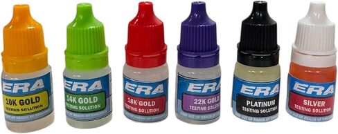 مجموعة اختبار المجوهرات من ERAFINE at Home، طقم اختبار البلاتين الذهبي والفضي مع حجر اختبار، زجاجات تعليمات 5 مل، كشف مجوهرات خردة المعادن in Kuwait