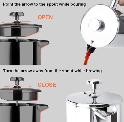 Stainless Steel French Press Coffee Maker Double Wall W/ 3 Layer Filter New in Saudi Arabia