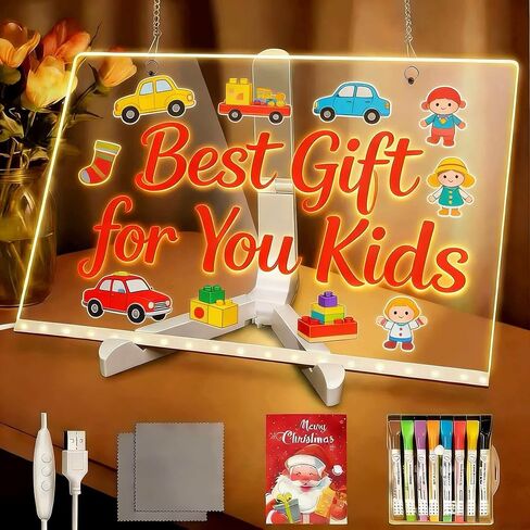 Led Drawing Board,12"x8" LED Note Board, with Stand,Equipped with Upgraded 8 Colorful Magnetic Dry-Erase Markers (with Eraser Caps), Easy to Clean – The top Choice for led Drawing Board for Kids in Saudi Arabia