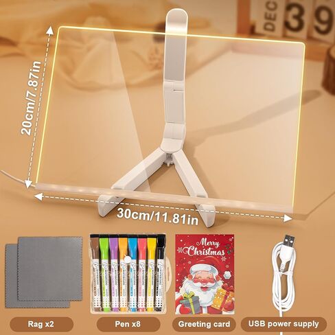 Led Drawing Board,12"x8" LED Note Board, with Stand,Equipped with Upgraded 8 Colorful Magnetic Dry-Erase Markers (with Eraser Caps), Easy to Clean – The top Choice for led Drawing Board for Kids in Saudi Arabia