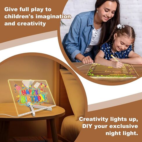 Led Drawing Board,12"x8" LED Note Board, with Stand,Equipped with Upgraded 8 Colorful Magnetic Dry-Erase Markers (with Eraser Caps), Easy to Clean – The top Choice for led Drawing Board for Kids in Saudi Arabia