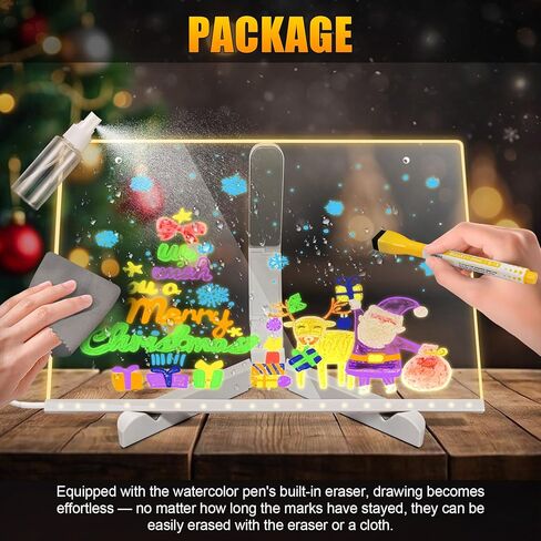 Led Drawing Board,12"x8" LED Note Board, with Stand,Equipped with Upgraded 8 Colorful Magnetic Dry-Erase Markers (with Eraser Caps), Easy to Clean – The top Choice for led Drawing Board for Kids in Saudi Arabia