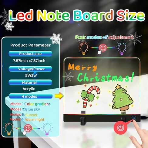 لوحة رسم مضيئة من Lumiboard لهدايا عيد الميلاد للأطفال، لوحات مسح جافة من الأكريليك مع ضوء، هدية رسم للفتيات المراهقات، مع 4 أوضاع و7 أقلام ألوان و6 صور نمطية in Kuwait