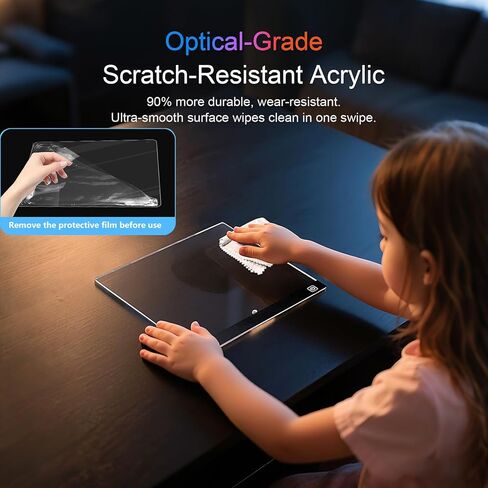 لوحة رسم مضيئة من Lumiboard لهدايا عيد الميلاد للأطفال، لوحات مسح جافة من الأكريليك مع ضوء، هدية رسم للفتيات المراهقات، مع 4 أوضاع و7 أقلام ألوان و6 صور نمطية in Kuwait