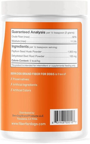 Fiber for Dogs Psyllium Seed Husk Powder & Dehydrated Beet Root Powder Aids a Number of Intestinal Disorders in Dogs Including Diarrhea, Constipation & Anal Gland Issues. Available in 6 and 12 oz. in Saudi Arabia